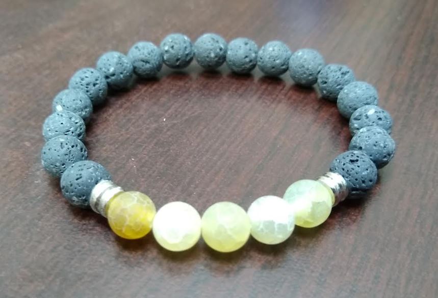 Olive Fire Agate Stretch Bracelet