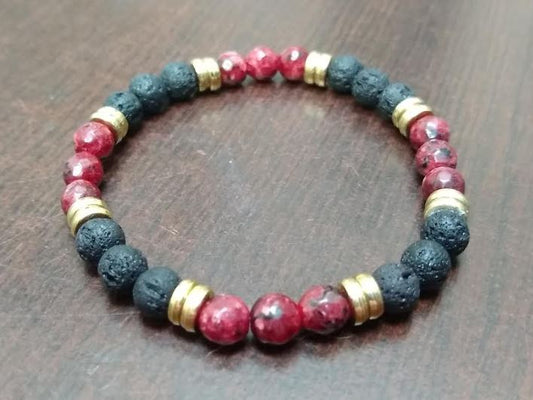 Maroon Jade Stretch Bracelet